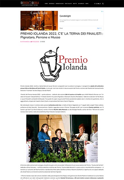 Premio Iolanda su ditestaedigola.com